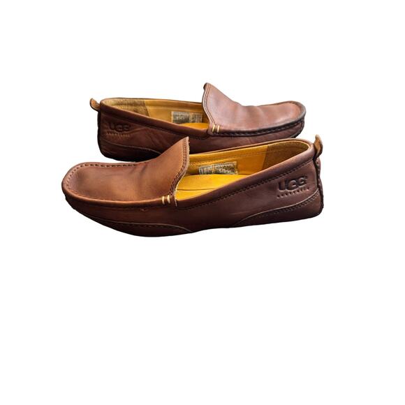 Men’s Size 7.5 Stout brown UGG HUNLEY Leather Loafers Driving Shoes F8007F - Picture 2 of 6